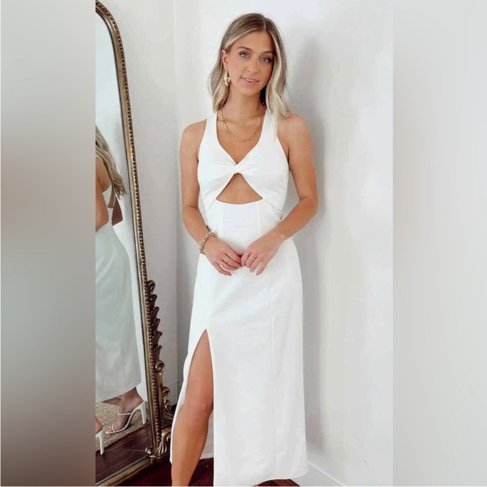 Show Me Your Mumu Luca Midi Dress in White Stretch size medium